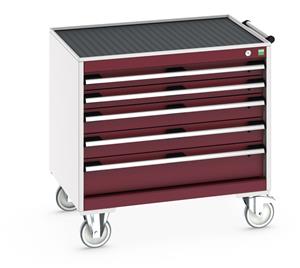 40402107.** Bott Cubio 4 Drawer Mobile Cabinet with external dimensions of 800mm wide x 650mm deep  x 785mm high. Each drawer has a 50kg U.D.L. capacity with 100% extension and the unit also features drawer blocking and safety interlocks....